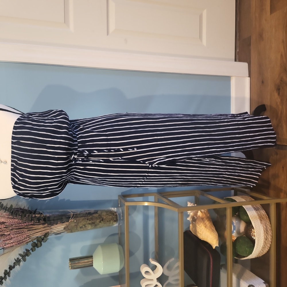 STRIPED STRAPLESS ROMPER